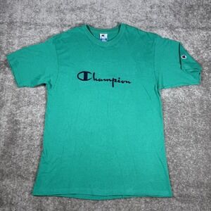 Vintage‎ Champion T-Shirt Men's Large Green Logo Spellout USA Made Single Stitch